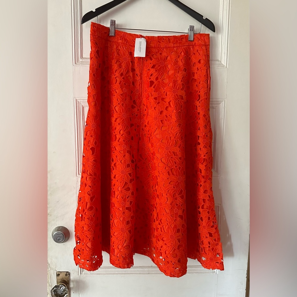Banana Republic Orange Floral Cutout Skirt